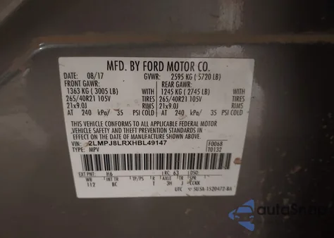 2017 Lincoln Mkx Reserve from USA, damaged, VIN 2LMPJ8LRXHBL49147